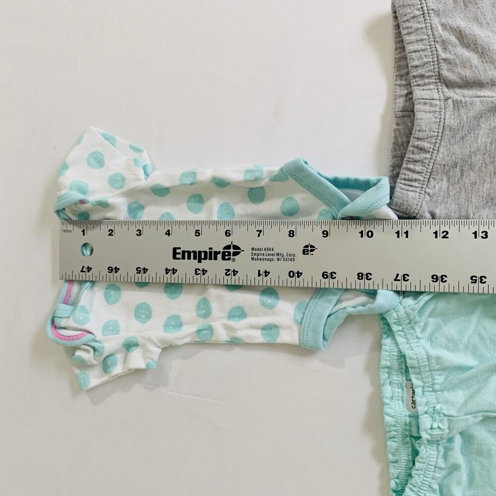 Carters Outfit Top Pants Set Baby Girl 3 Months White Blue Short Sleeve Stretch - Picture 8 of 8
